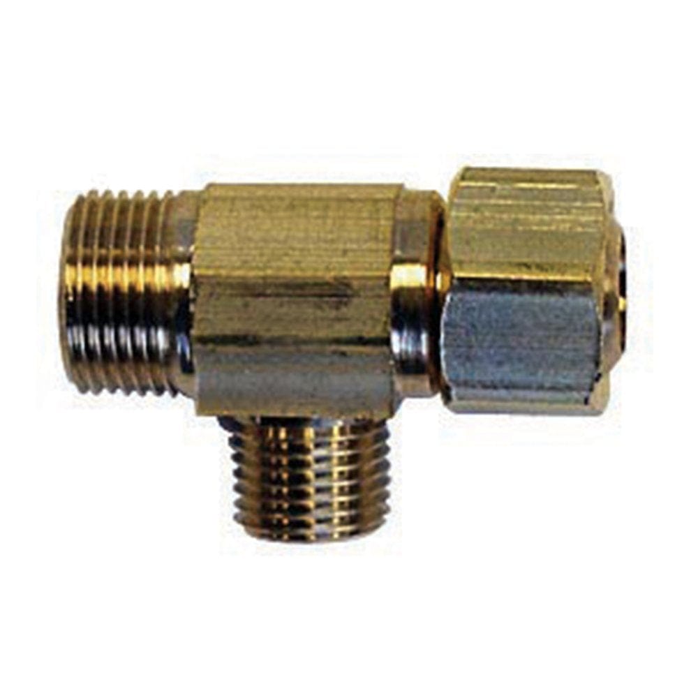 3/8-inch x 3/8-inch x 1/4-inch OD Brass Compression Easy Connect Tee, Female x Male x Male, Lead Free - Fittings N' Valves