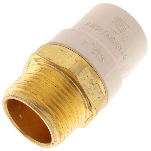 1-1/4" CPVC x Male Brass Adapter (Lead Free) - Fittings N' Valves