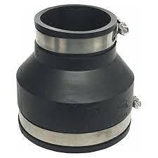 6" X 4" Flexible Rubber Coupling w/ Stainless Steel Bands - Fittings N' Valves