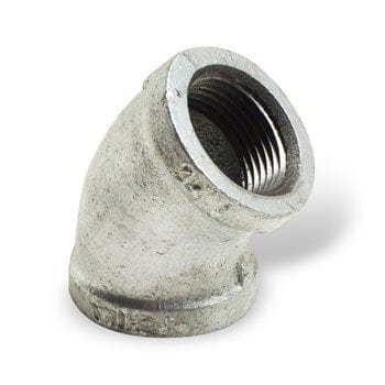 1/4" Galvanized Malleable Iron Pipe Fittings 45 Degree Elbow - Fittings N' Valves