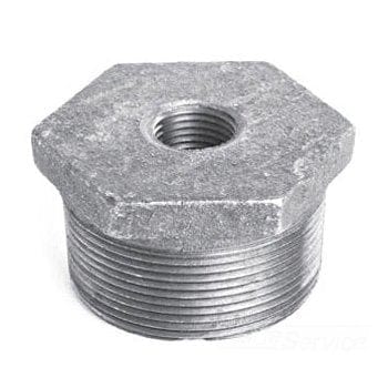 2" x 1-1/2" Galvanized Malleable Iron Hexagon Bushing - Fittings N' Valves