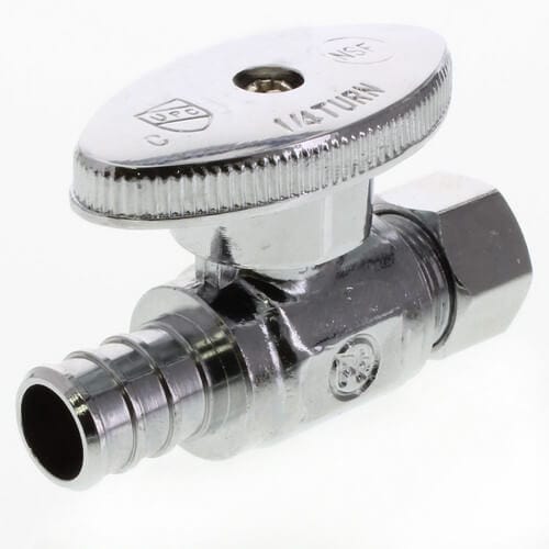 1/2" F1960 x 3/8" COMP PEX Straight Stop (1/4 Turn) (Lead Free) - Fittings N' Valves