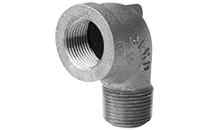 1-1/2" x 1-1/4" Black Malleable Iron 90° Street Elbow
