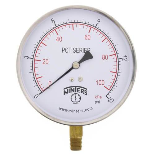 Winters PCT Series Contractor Gauge 0-15 psi/kPa