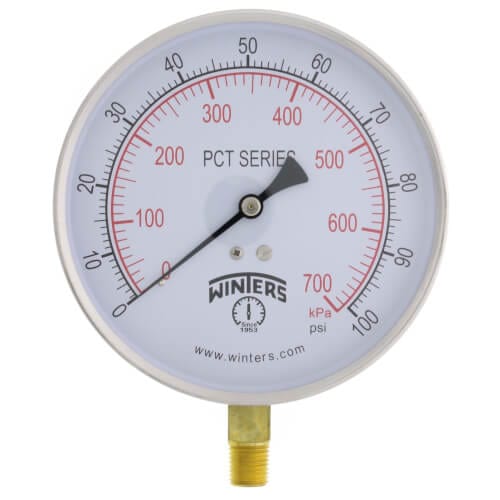 Winters PCT Series Contractor Gauge 0-100 psi/kPa - Fittings N' Valves