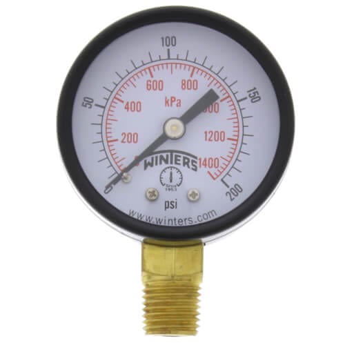 Winters PEM Series Economy Gauge 0-200 psi/kPa - Fittings N' Valves