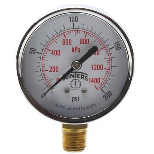 Winters PEM Series Economy Gauge 0-200 psi/kPa - Fittings N' Valves