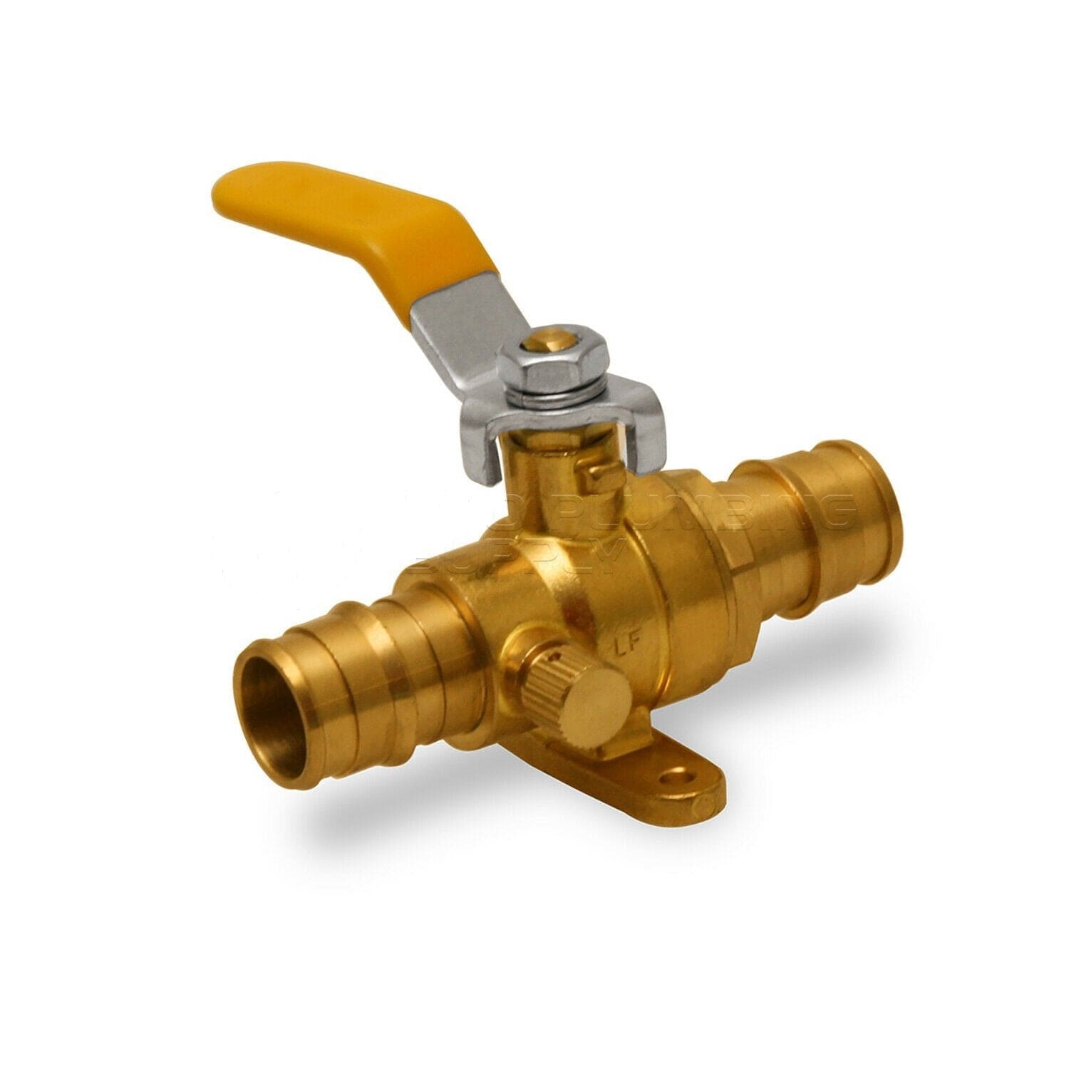 3/4" PEX x 3/4" PEX Crimp Full Port Drop Ear Ball Valve With Drain F1807 (Lead Free) - Fittings N' Valves