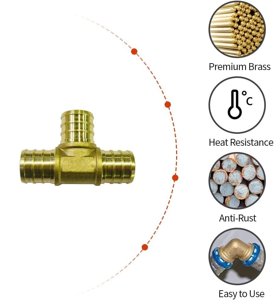 3/8" PEX Brass Tee (Lead Tee) - Fittings N' Valves