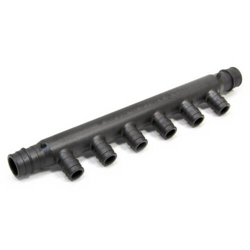 3/4" x 3/4" x 1/2" W/6 PORTS OPEN POLY PEX MANIFOLD - Fittings N' Valves