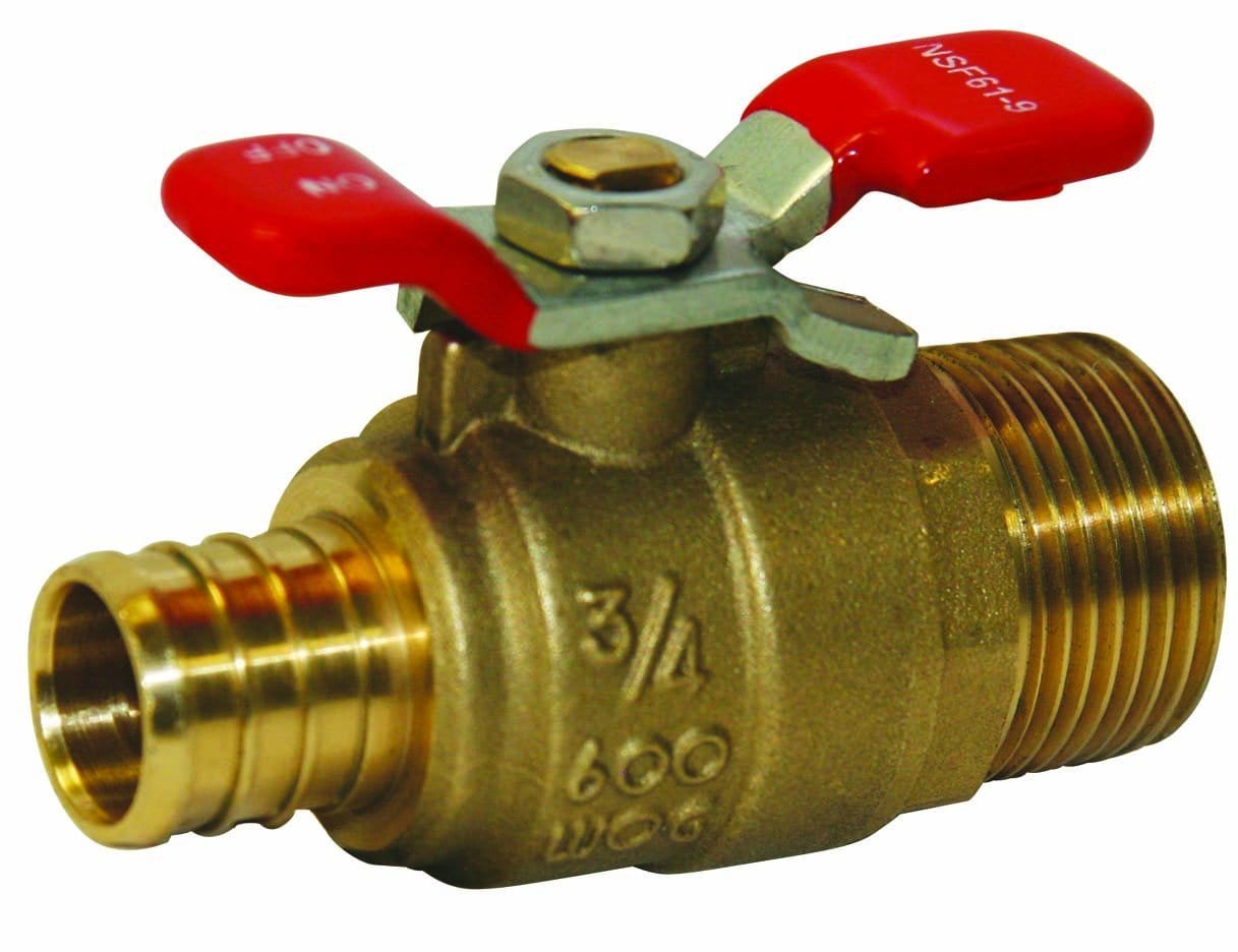 3/4" PEX x 3/4" MIP Full Port Ball Valve With T-Handle F1807 (Lead Free) - Fittings N' Valves