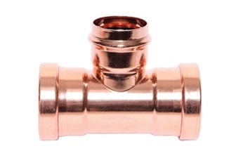 Press Copper Tee, 2-1/2'' x 1'' x 2-1/2''