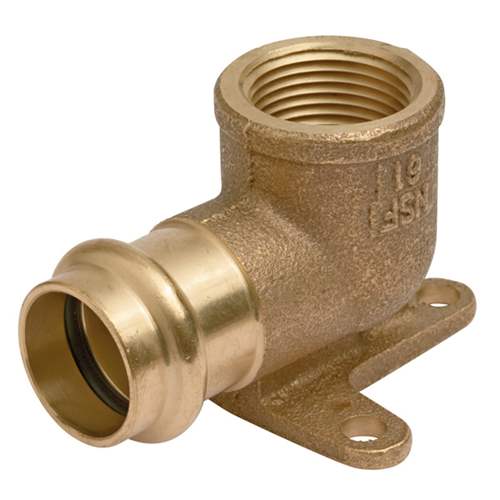 Lead Free Elbow Drop 90° w/Wall Plate, P x FPT, 3/4'' x 3/4''