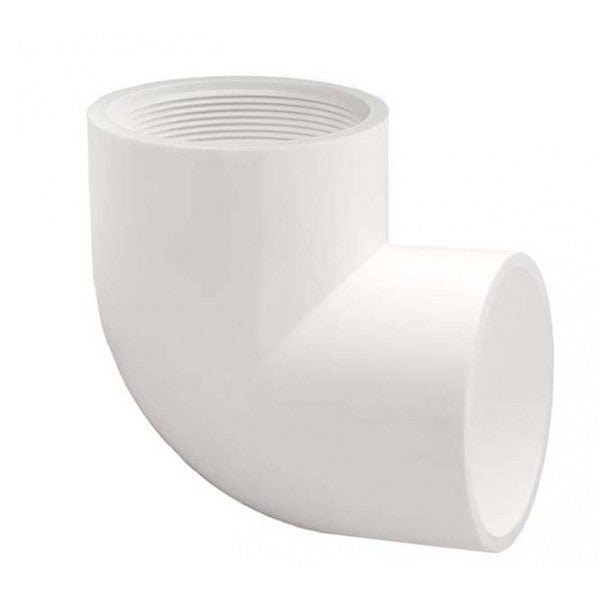 PVC 90-Degree Elbow - Schedule 40 - White - Socket x FPT - 1-1/2" (44/Cs) - Fittings N' Valves