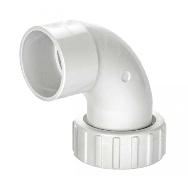 PVC 90-Degree Sweep Elbow - Schedule 40 - White - Socket x Union - 2" (48/Cs) - Fittings N' Valves