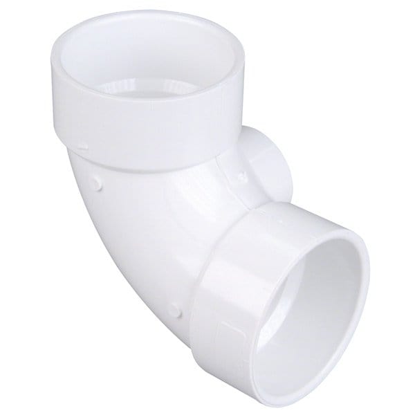 3" x 1-1/2" PVC DWV 90° Elbow W/Side Inlet - Fittings N' Valves