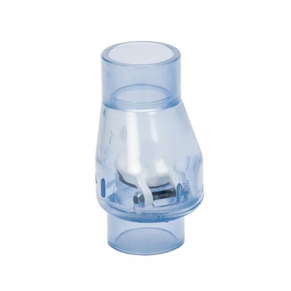 PVC Flapper Check Valve - No Spring - Clear - Socket x Socket - 1-1/2" (12/Cs) - Fittings N' Valves