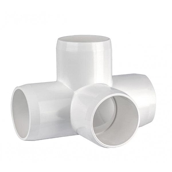 PVC Furniture Grade 4-Way Tee - White - 1-1/4" - Fittings N' Valves