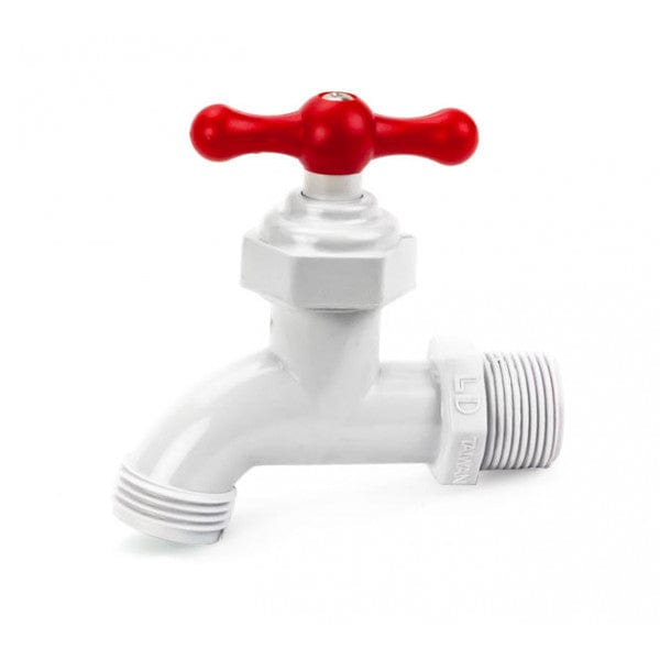 PVC Hose Bibb - White - MPT x MPT - 1/2" (48/Cs) - Fittings N' Valves