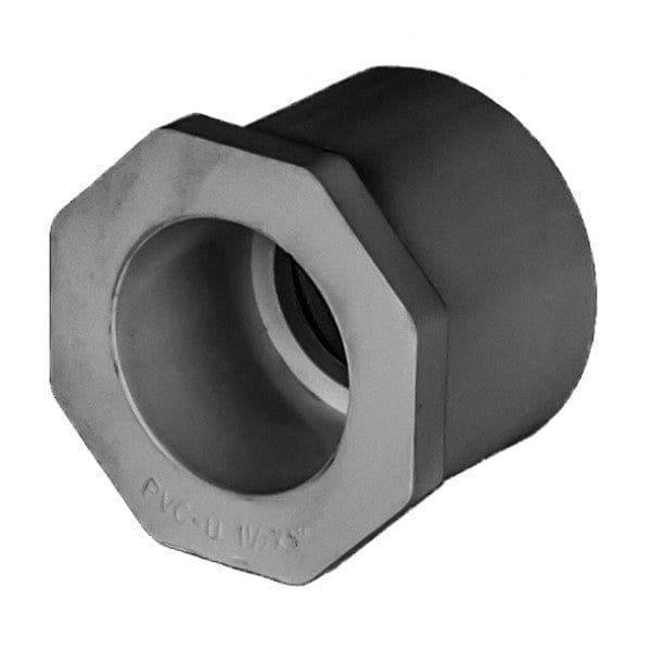 PVC Reducer Bushing - Schedule 80 - Gray - Spigot x Socket - 1-1/2" x 1" (136/Cs) - Fittings N' Valves