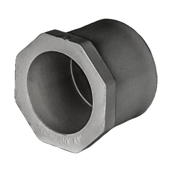 PVC Reducer Bushing - Schedule 80 - Gray - Spigot x Socket - 1-1/2" x 1/2" (136/Cs) - Fittings N' Valves