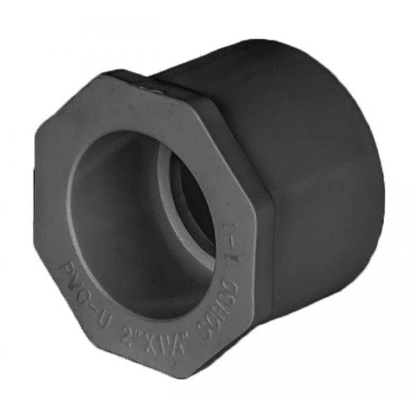 PVC Reducer Bushing - Schedule 80 - Gray - Spigot x Socket - 2" x 1-1/4" (80/Cs) - Fittings N' Valves