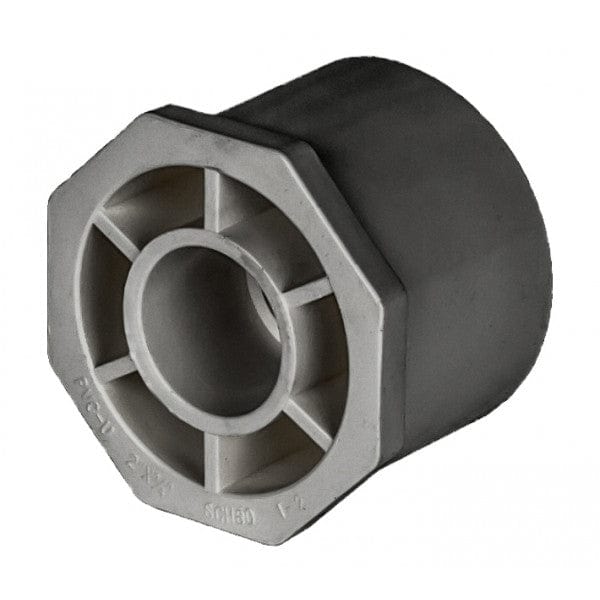 PVC Reducer Bushing - Schedule 80 - Gray - Spigot x Socket - 2" x 3/4" (80/Cs) - Fittings N' Valves