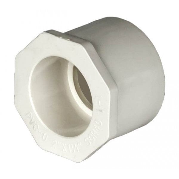 PVC Reducer Bushing - Schedule 40 - White - Spigot x Socket - 2" to 1-1/4" (96/Cs) - Fittings N' Valves