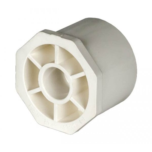 PVC Reducer Bushing - Schedule 40 - White - Spigot x Socket - 2" to 1/2" (96/Cs) - Fittings N' Valves