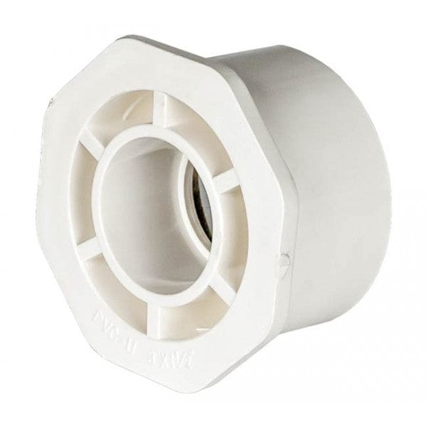 PVC Reducer Bushing - Schedule 40 - White - Spigot x Socket - 3" to 1-1/2" (100/Cs) - Fittings N' Valves