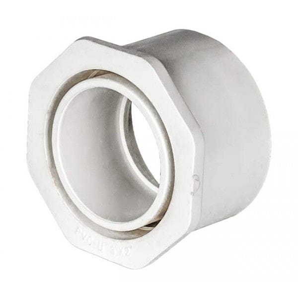 PVC Reducer Bushing - Schedule 40 - White - Spigot x Socket - 3" to 2" (100/Cs) - Fittings N' Valves