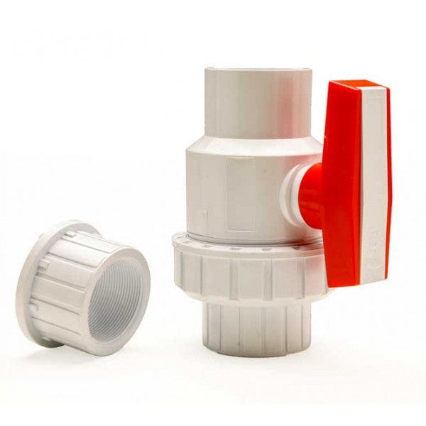 PVC Single Union Ball Valve - White - Socket x Socket/FPT - 2" - Fittings N' Valves