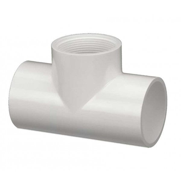 PVC Straight Tee - Schedule 40 - White - Socket x FPT x Socket - 1-1/4" (96/Cs) - Fittings N' Valves
