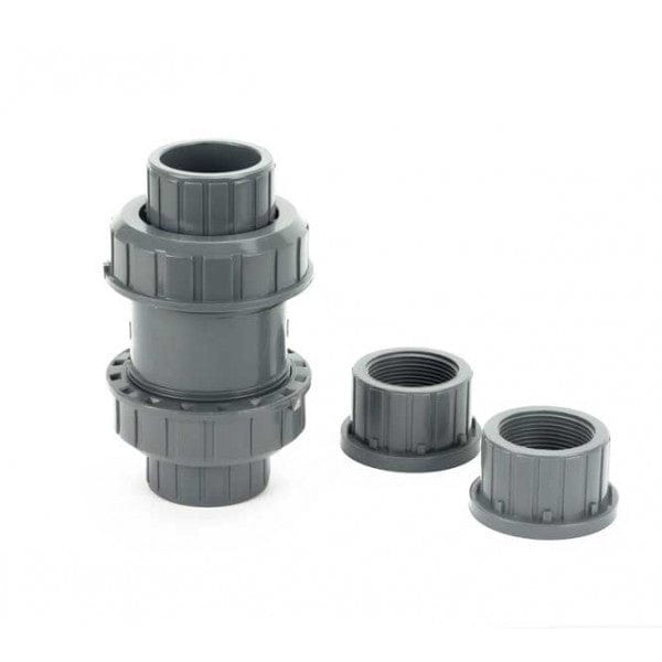 PVC True Union Ball Check Valve - Gray - Socket x Socket / FPT x FPT - 1" (48/Cs)
