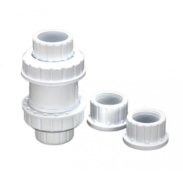 PVC True Union Ball Check Valve - White - Socket x Socket / FPT x FPT - 1-1/4" (32/Cs)