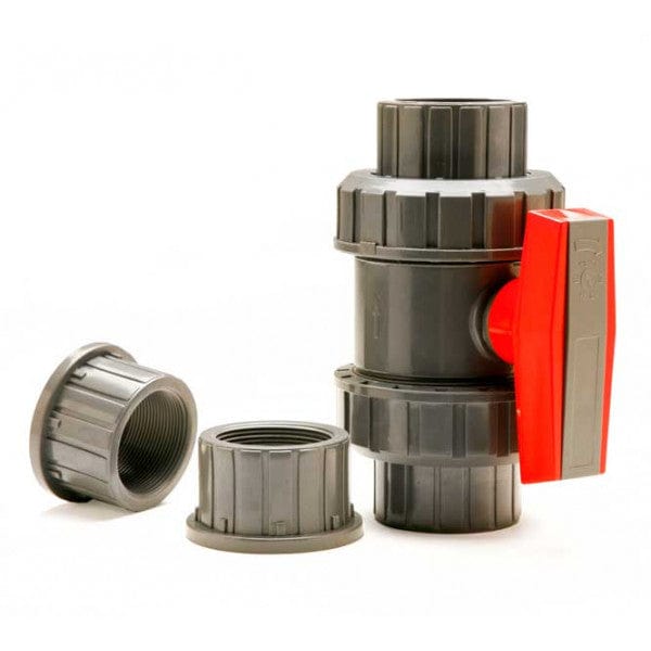 PVC True Union Ball Valve - Gray - Socket x Socket / FPT x FPT - 3/4" (72/Cs) - Fittings N' Valves