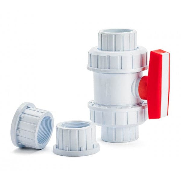 PVC True Union Ball Valve - White - Socket x Socket / FPT x FPT - 1" - Fittings N' Valves