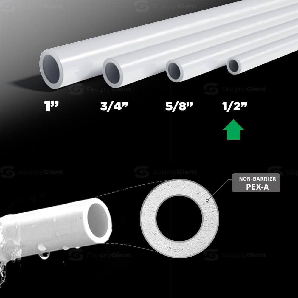 1/2" x 100' PEX-A Potable Water - 100' Coil - White - Fittings N' Valves