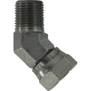 45-deg Swivel Adapter Elbow, 1-in Male NPTF x 1-in Female NPSM Swivel, Steel