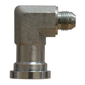 90-deg Elbow Adapter, 1-1/4-in Male JIC x 1-1/2-in Flange, Steel