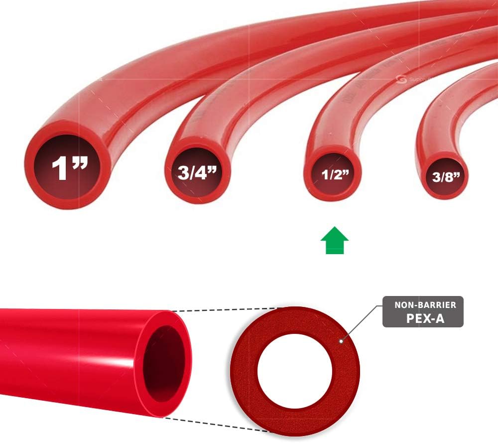 1" x 500' PEX-A Potable Water - 500' Coil - Red - Fittings N' Valves
