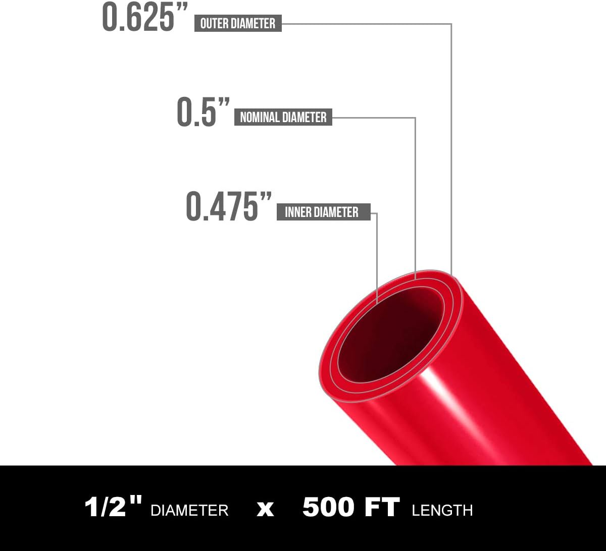 1 x 300' PEX-A Potable Water - 300' Coil - Red - Fittings N' Valves