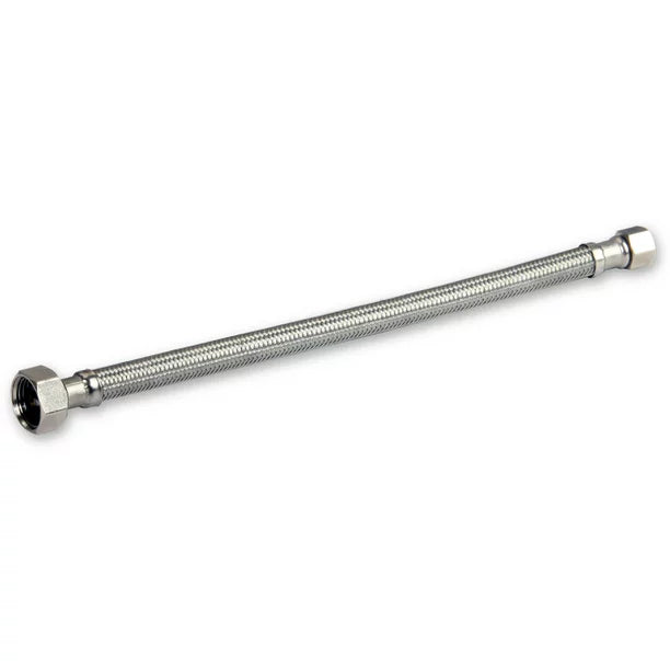 20" SS BRAIDED 1/2" IPS X 3/8 COMP FAUCET SUPPLY LEAD FREE - Fittings N' Valves