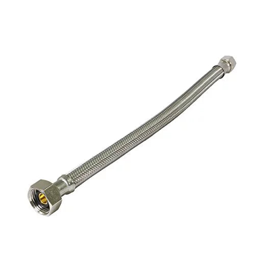 16" SS BRAIDED 1/2" IPS X 3/8 COMP FAUCET SUPPLY LEAD FREE - Fittings N' Valves
