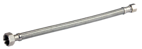 20" Stainless Steel Braided Faucet Connector (3/8" Compression x 1/2" FIP) - Fittings N' Valves