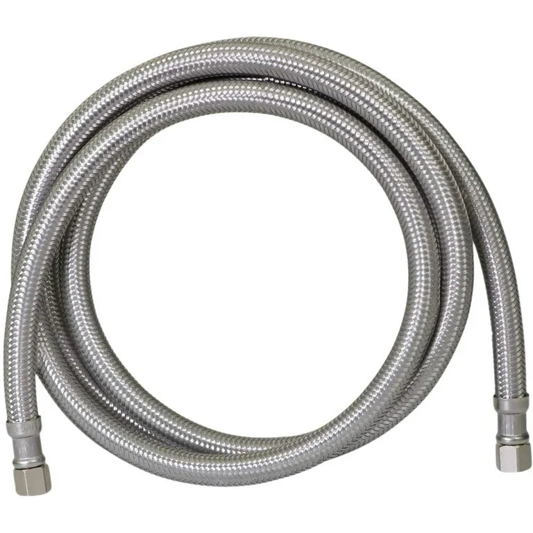 60" Ice Maker Braided Hose Connector (1/4" x 1/4" Compression) - Fittings N' Valves
