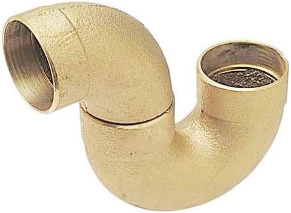 2" Nominal (2-1/8" OD) DWV Cast Brass P-Trap Copper Pipe Fitting C x C x C (Copper Sweat Sockets) Connection Cast Brass Fitting For DWV System - Fittings N' Valves