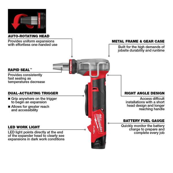 M12 ProPEX Expansion Tool Kit w/ 1/2", 3/4", and 1" Heads, (2) M12 Batteries, Charger
