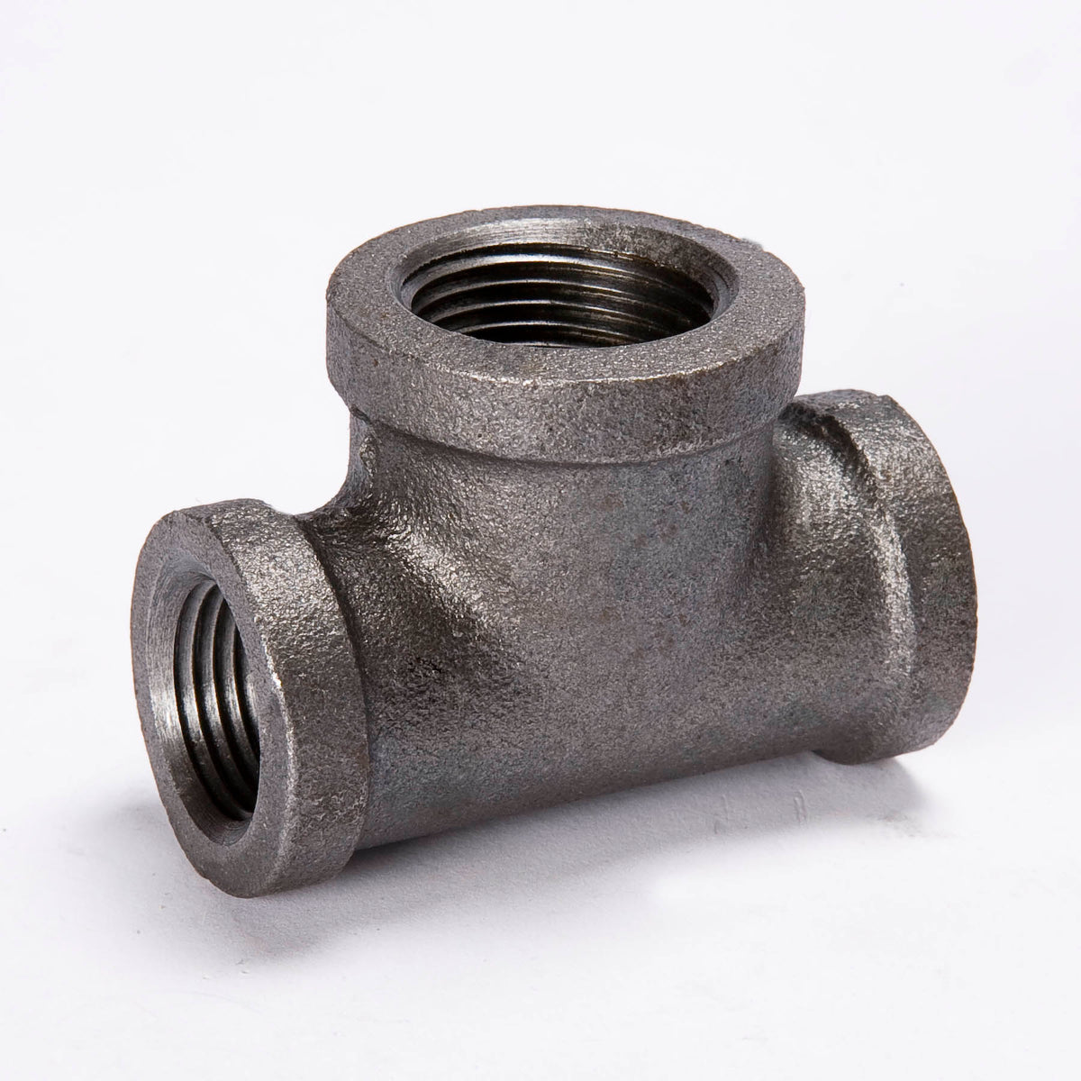 1-1/2-in x 1/2-in x 1-in FIP Black Iron 3-Way Reducing Tee - Bulk - Fittings N' Valves