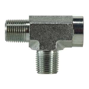 Pipe Run Tee, 3/4-in Male NPTF x 3/4-in Female NPTF x 3/4-in Male NPTF, Steel